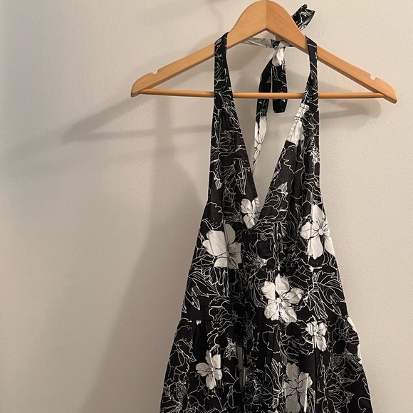 Unique Vintage Black and White Floral Donna Swing Dress size M 6-8 - Picture 6 of 7